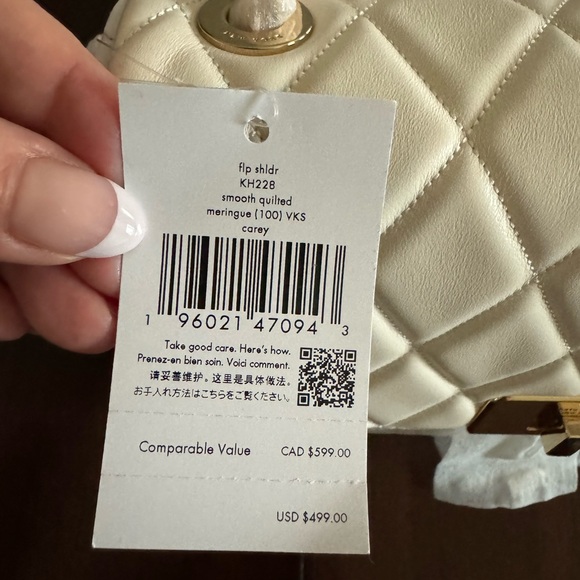 NEW Kate Spade Carey Meringue Medium Flap Shoulder Bag Quilted Leather w/ Tags - Picture 3 of 8
